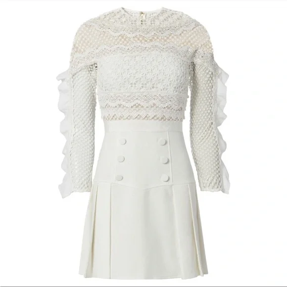 chinese dress ladies Cream Organza Lace Mini Dress – self-portrait-US